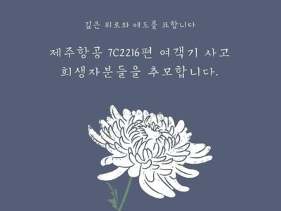 제주항공 여객기 사고로 아픔을 겪고 계시는 유가족분들께
